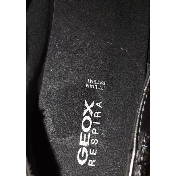 GEOX RESPIRA THYMAR Sz 7 NWT! Metallic Black Italian Patent Leather Oxford Shoes - Picture 8 of 12